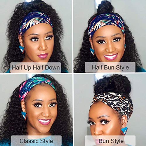 Image of XSY Headband Wig Human Hair Deep Wave Headband Wigs for Black Women 22 Inch Glueless Half Wig Machine Made Curly Headband Wig 150% Density Natural Color
