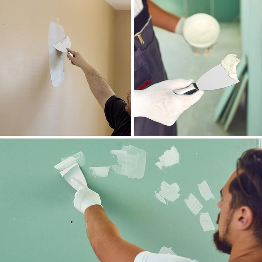 Juego de masilla de acero inoxidable para reparación de paneles de yeso, raspador de pintura y herramientas de yeso, práctico raspador de mango para quitar papel tapiz, 1 pieza