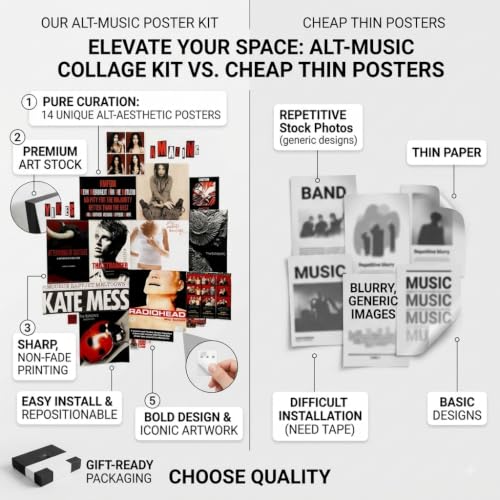 Image of 11 Piece Aesthetic Poster Set | 300 GSM Multi-Sized Wall Posters with Adhesive Tape | Music, Movie, Vintage & Retro Art Prints for Bedroom, Room Decor, Home Decor, Living Room & Wall Art