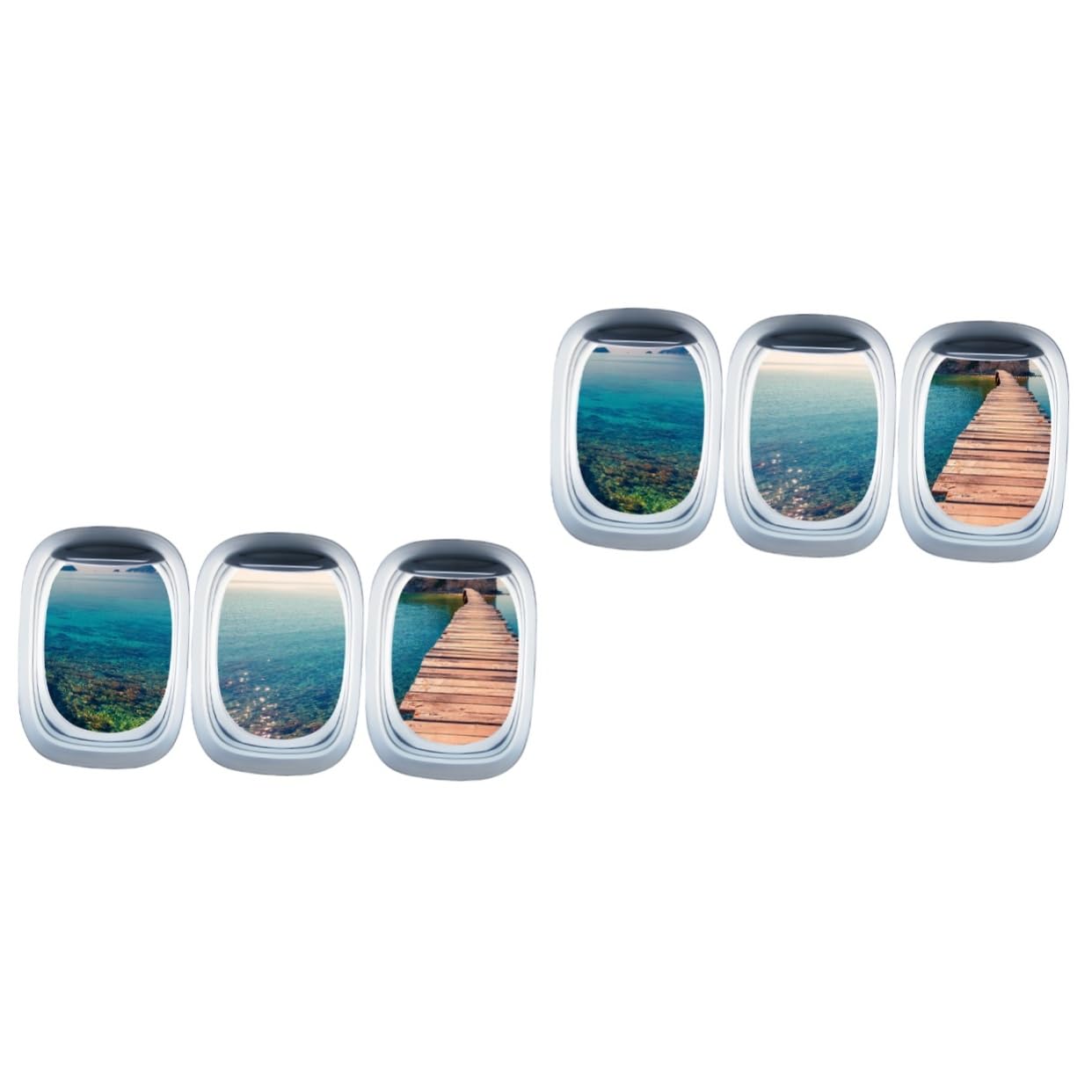 Autocollant de décoration de pièce Lurrose sticker mural extérieur effet hublot avion mer 2 lots