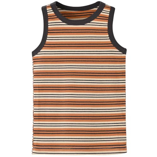 Image of BINIDUCKLING Toddler Tank Top Girls Summer Cute Striped Sleeveless Top 24 Months-8 Years