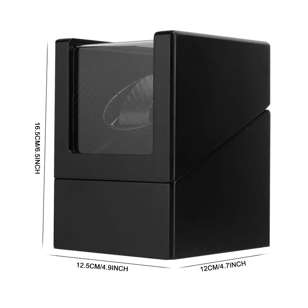 Automatischer Uhrenbeweger, geräuschisolierende Kohlefaser-Uhrenbox PU-Leder für Armbanduhr für Damen und Herren Mechanische Uhr 100-240V(Mich)