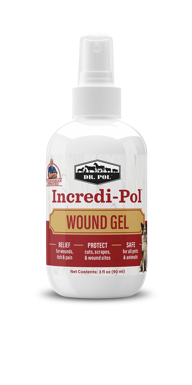Dr. Pol Incredi-Pol Wound Gel Spray for Dogs, Cats, and All Animals - Dog Wound Care Gel to Relieve Itch and Pain - Protects Wounds, Scrapes, and Incisions - 3 Fluid Ounces
