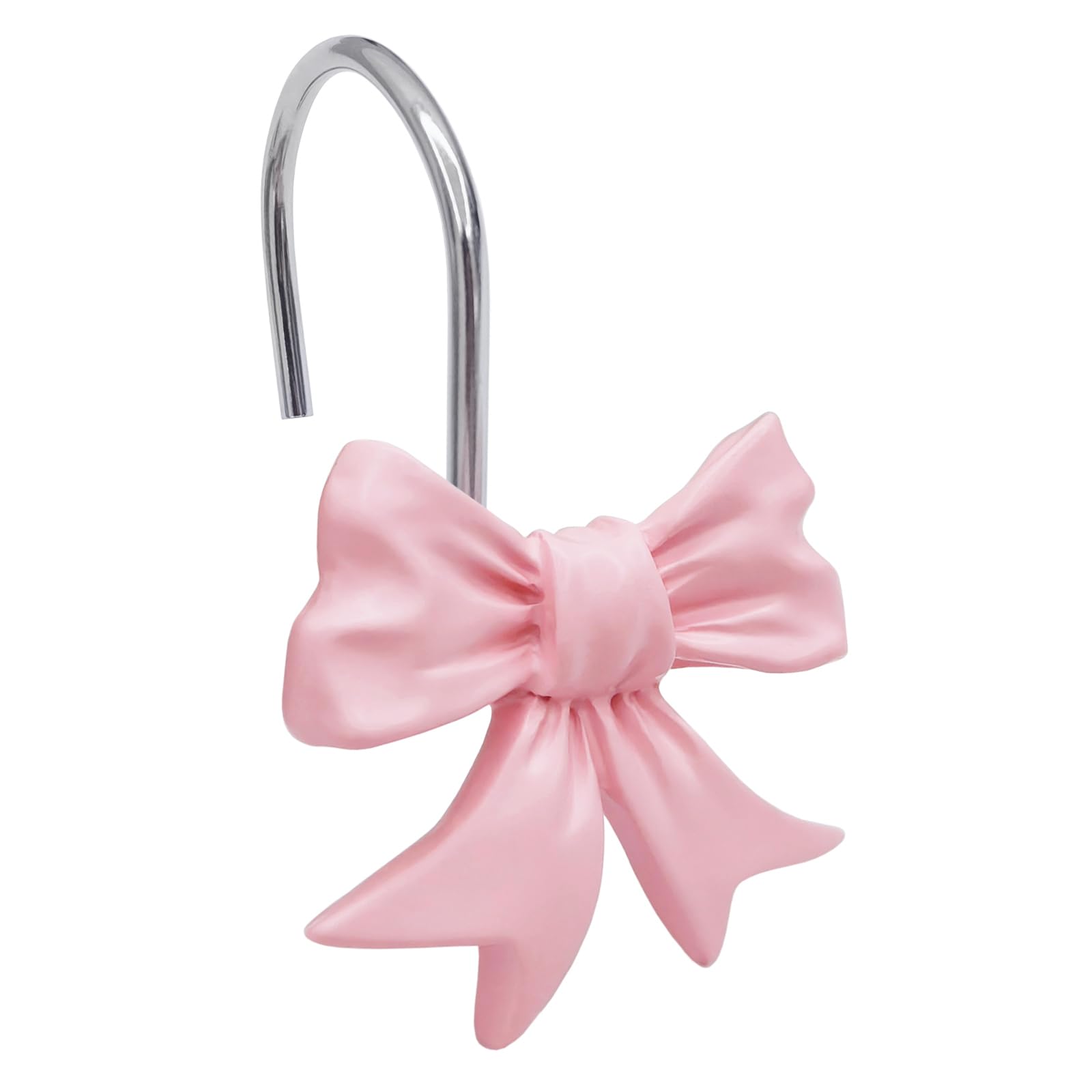 CHICTIE Bow Knot Decorative Shower Curtain Hooks, Pink Shower Rings for Shower Curtain Rods Babys Girls Room Bathroom Rustproof Shower Hooks Hangers