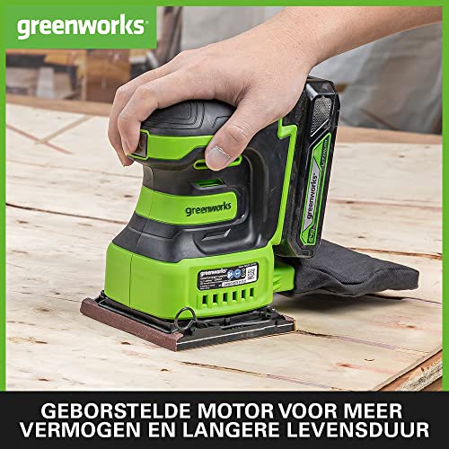 Greenworks G24SS14 Accu Kwartplaat Schuurmachine, 11000rpm, ZONDER 24V Accu en Oplader, 3 Jaar Garantie - Afbeelding 4