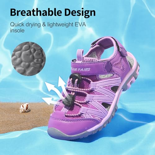Image of DREAM PAIRS Boys Girls Closed-Toe Outdoor Summer Water Sport Sandals for Toddler /Little /Big Kid