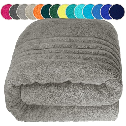 Lashuma Toalla baño XXL 85x220 cm London, Toalla Playa Algodon Rizo, Toalla Ducha Gris Piedra