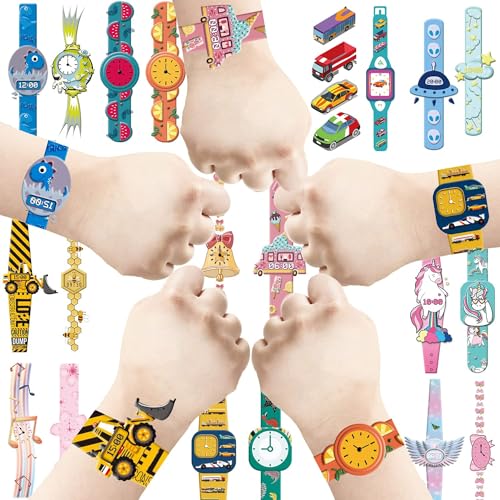 Leesgel 10 hojas de tatuajes temporales para niños reloj de pulsera falso tatuaje pegatinas unicornio dinosaurio fiesta de Navidad relleno de bolsas decoración de cumpleaños regalos suministros d