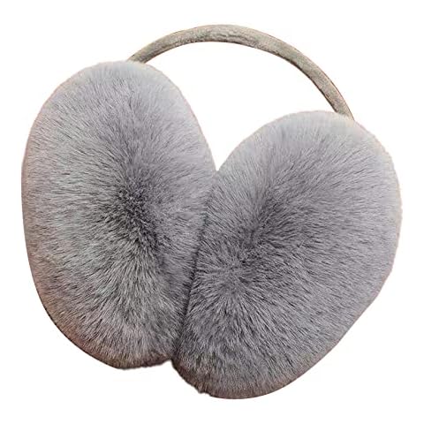 Tainrunse Winter Earmuffs Keep Warm Plush Outdoor Ear Warmer Round Shape Ear Covers For Women Grey Cover