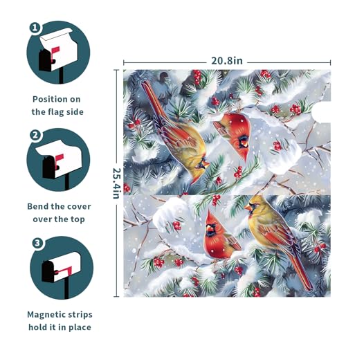 Image of Winter Mailbox Covers Magnetic Standard Size 21 X 25.5 Inch Christmastree Mailbox Cover Snowflakes Birds Mailbox Wraps Post Letter Box Cover Decoration Outdoor Garden Home Yard Outside