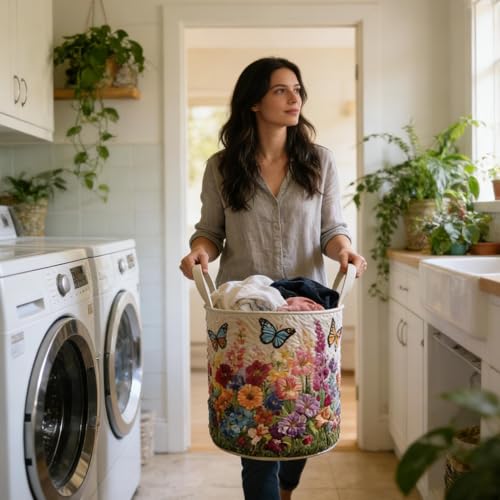 Panier à linge matelassé bohème pour rangement vêtements - 3