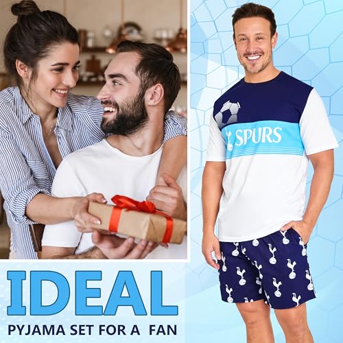 Tottenham Hotspur Men's PJ Set: Summer Nightwear, T-Shirt & Shorts, Soft 100% Cotton Lounge PJs - Spurs Gifts3