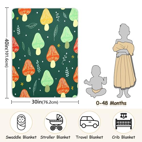 Burbuja Colorful Mushrooms Baby Blanket for Boys Girls, Nursery Soft Warm Swaddling Receiving Baby Blankets, 30x40 in Toddler Blanket3