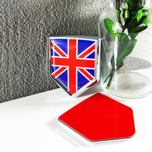 Image of Newperlite United Kingdom UK British Flag Decal Sticker Car Emblem Union Jack Flag Car Decoration Accessories Chrome Shield for Truck Vehicles Cars, 2 Pack