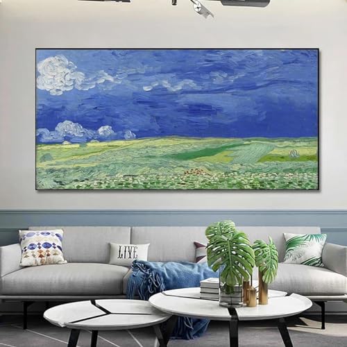 Peinture sur toile pour mur vide tableau abstrait champ de blé 30x60 - 4