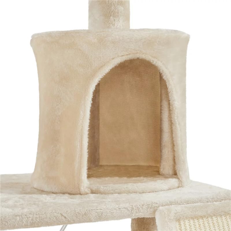 Katzenturm Kratzbaum mit Condo und Tower Beige for Katzen Katzenkletterbaum Aktivitätszentrum