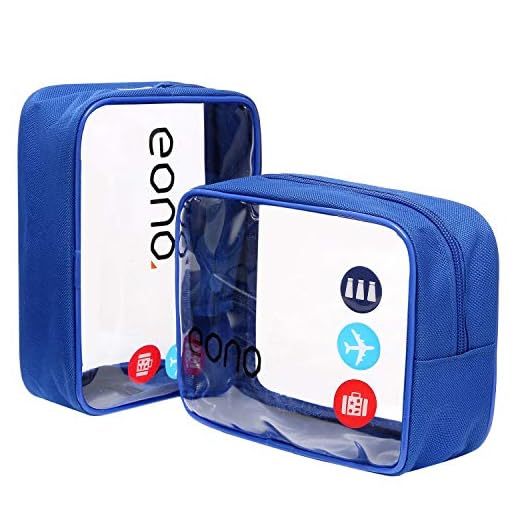 Amazon Brand - Eono Bolsas de Aseo Transparente Neceser Avion Unisexo Neceseres de Viaje Bolsa de Cosmético Neceser PVC Impermeable Organizador de Viaje - Azul, 2-Pcs