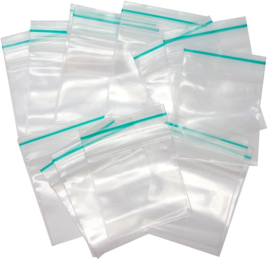 100 Random colour Grip Seal Bags 20 x 20 mm | Reusable Strong Zip Lock | Clear Resealable Plastic Bags | Polythene Packaging for Food Storage, Jewellery - by Glamified (20 x 20 mm)