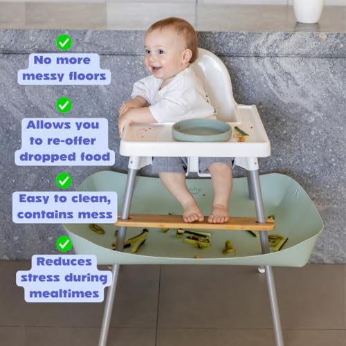Image of CATCHY -Food Catcher-Compatible with IKEA Antilop High Chair + 12 Other High Chairs- Highchair Sold Separately -Baby & Toddler Food & Mess Catcher-Premium Linen Inspired - Under High Chair Accessory | High Chair Food Catcher - High Chair Sold Separately - Baby & Toddler Food & Mess Catcher - Under High Chair Accessory