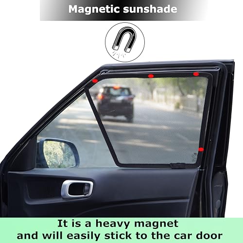 Dreamrow Magnetic Sunshades Compatible with Maruti XL6 | Front Half & Rear Zipper Curtains | Black | Pack of 6 - Image 4 thumbnail