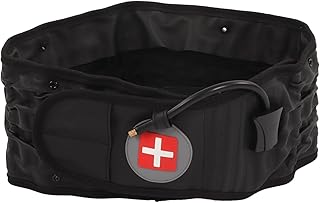Lumbar Support Belt, Back Decompression Belt, Compact Portable TPU Material, Traction Function for Relaxation (Black/Silver Inflator, L)