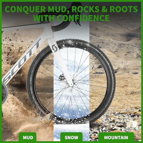 2-Pack 24 X 1.95/2.125 Mountain Bike Tires & Inner Tubes Set 24 X 1.95/2.125 Folding Puncture-Resistant Replacement Tires with Pair 1.75-2.125 Inner Tubes & Tire Levers for MTB Off-Road Bikes