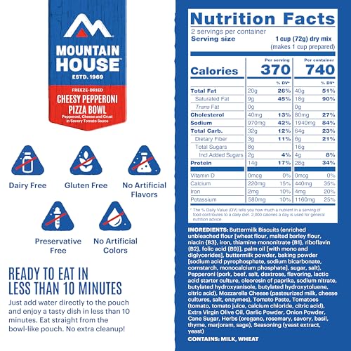 Image of Mountain House Freeze-Dried Dinner Entree | Backpacking Meals for Camping and Hiking, 4 Servings, 30-Year Shelf-Life, 2-Pack