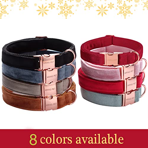 ARING PET Hundehalsband und Leine aus Samt, Niedliches Rotes Hundehalsband und Leine, Verstellbares Halsband aus Weichem Samt mit Metallschnalle für Kleine Mittelgroße Große Hunde
