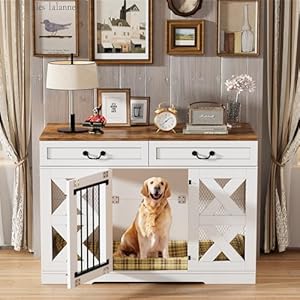 Largedogcratefurnituredogkennelwithdrawersstorageandlocks2in1cratesfordogsindoorheavydutydogcrateforonelargeor2smalldogs Urban Country Home Decor Large dog crate furniture dog kennel with drawers storage and locks 2 in 1 crates for dogs indoor heavy duty dog crate for one large or 2 small dogs urban country home decor