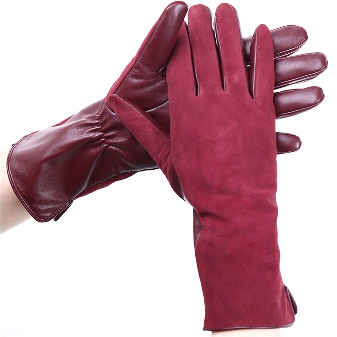 Guanti Caldi Invernali Alla Moda Guanti In Pelle Scamosciata Da Donna In Pelle Scamosciata Guanti Lunghi Da Donna Di Colore