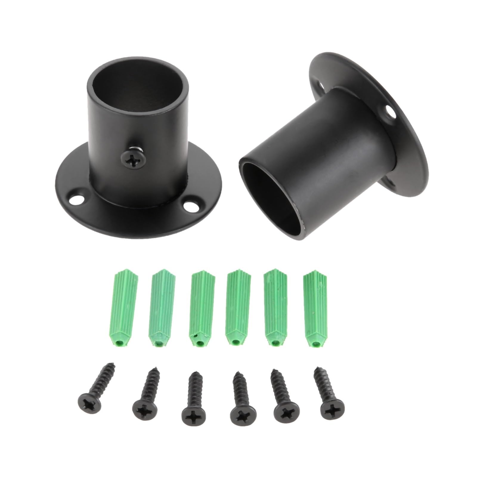 Ugzpwqlnx 25Mm Stainless Steel Pole Socket Flange Rod, Stainless Steel Closet Rod Flange Holder 2 Pack Black 19-32Mm For Wardrobe And Shower(25Mm)