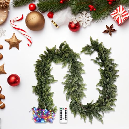 Guirlande de Noël cèdre artificiel 2,5m lumineuse télécommandée - 3