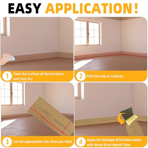 Image of GSCIT Club Oak Wallpaper, 2.4 inch X 25ft Self Adhesive Wood Grain Repair Tape Oak Repair Patch for Tables, Chairs, Baseboards, Doors, Windows, Floors, Handicraft DIY.