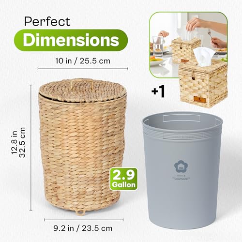 Caneca de basura tejida 2.9 galones con tapa miniatura 2