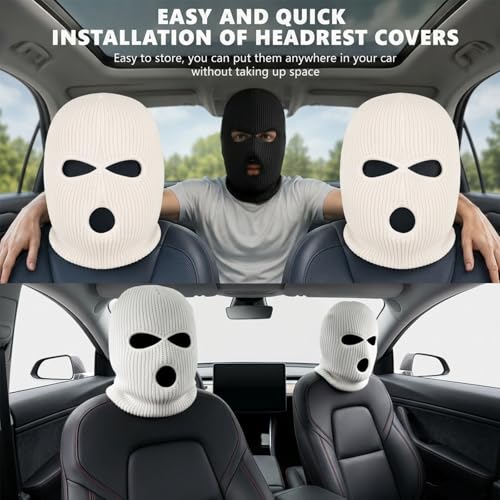 Image of 2 Pieces 3-Hole Full Face Mask Cover Ski Mask Winter Balaclava Cap Knitted Face Cover for Winter Outdoor Sports