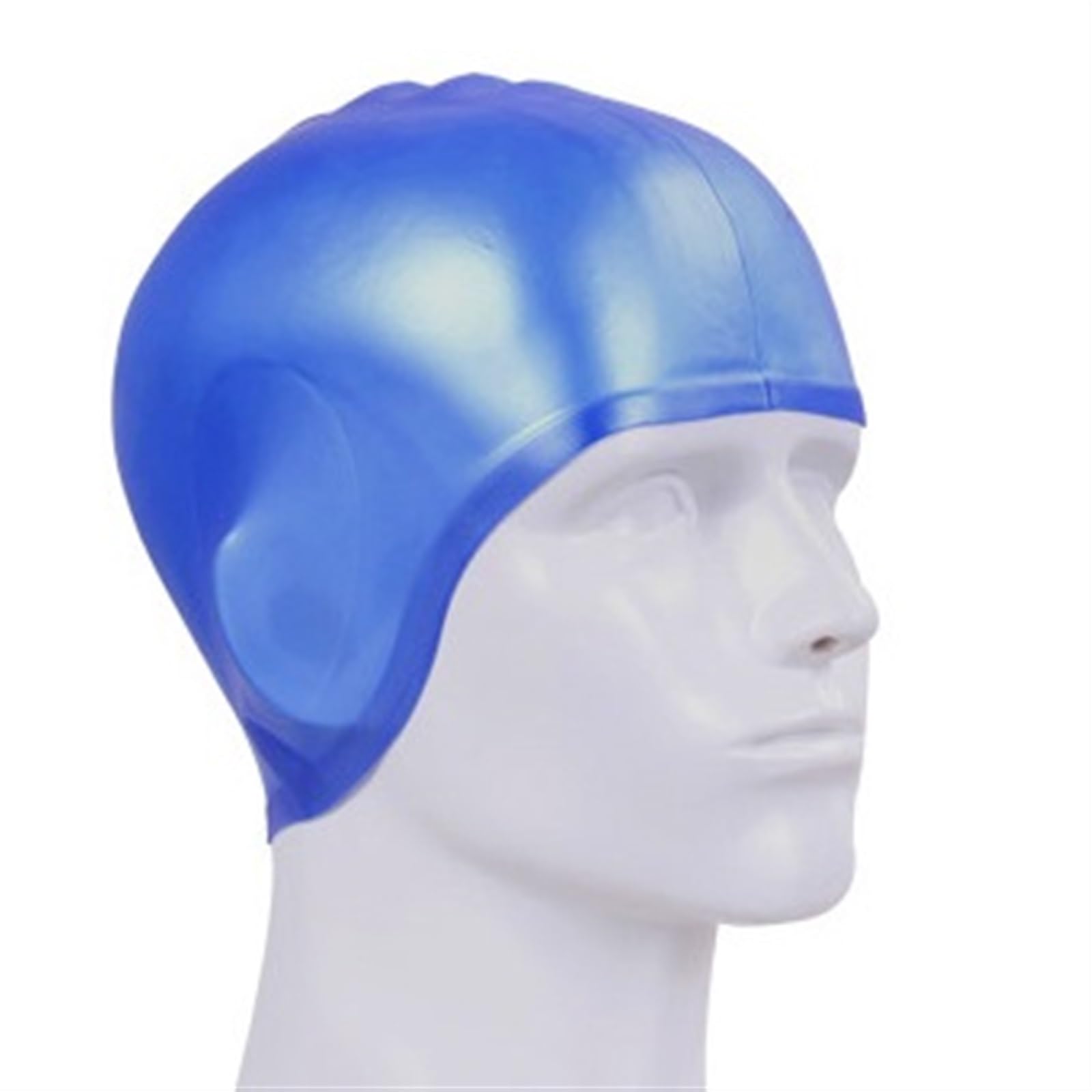 Gorro de natación de silicona para adultos, unisex, impermeable, protege las orejas, gorro de buceo largo (gris claro)