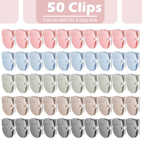 Image of Feifeiya 50 Pcs Cubicle Clips for Fabric Panels,Morandi Color | Office Partition Wall Clips, 40-sheet Capacity for Notes Photos Memos, Metal Spring, Fits Cubicle Fabric Accessories
