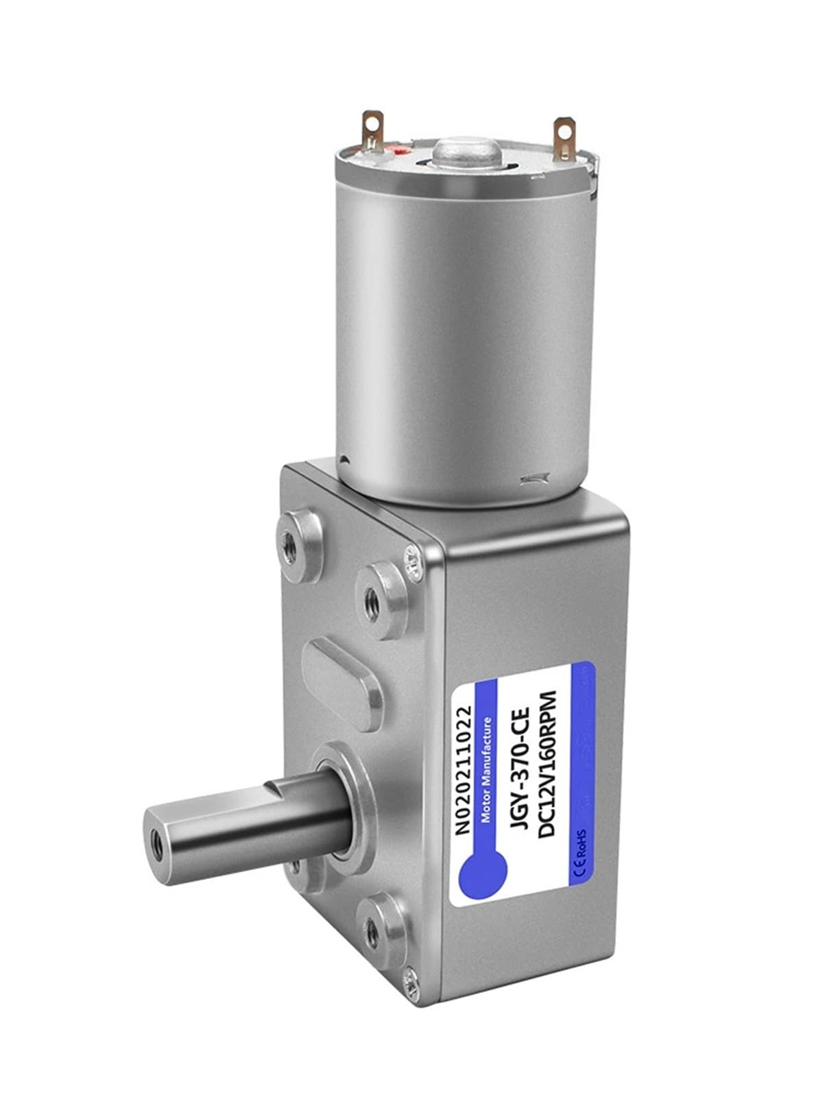 Moteur à engrenage à vis sans fin 24V pour motoriser un axe rotatif de 8mm