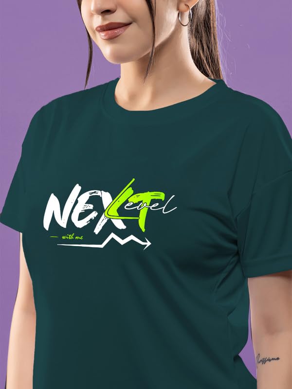 Image of CHKOKKO Womens Stylish Activewear Quick Dry Lightweight Breathable Printed Round Neck Half Sleeve Regular Fit Gym T Shirt for Sports Yoga and Training