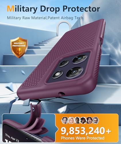 Image of FNTCASE for Moto G-Power 2026 Case: Motorola Moto G Power 2025 Case 14FT Military Grade Drop Protection with Screen Protector Shockproof Anti-Slip Sweat-Resistant Matte TPU Daily Cover (Burgundy)