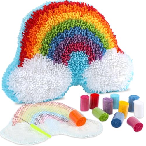 Kit de crochet de loquet arc-en-ciel DIY coussin de canapé peluche