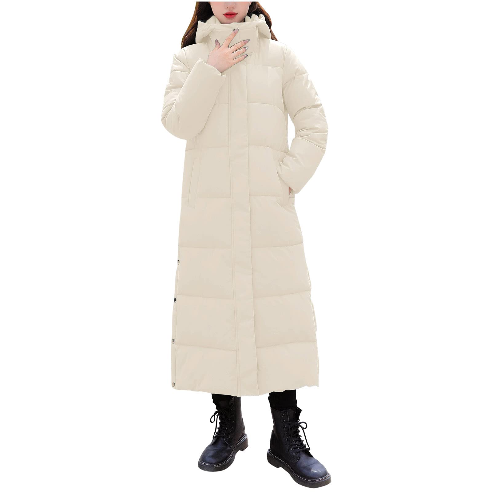 Giacca Invernale Donna Lunga Giacca Donna Cappotti Invernali Caldi Da Tinta Unita Cappotto Elegante Alla In Cotone Addensato Trapuntato Piumino Lungo Da Cappottino Invernale