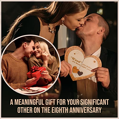 Stofinity 8Th Anniversary Wood Gifts For Him Her - 8 Year Anniversary Keepsake Gift For Husband Wife, Happy 8 Year Wedding Anniversary For Couples, Eight Years Of Marriage Wood Heart Plaque Decoration #TOP2