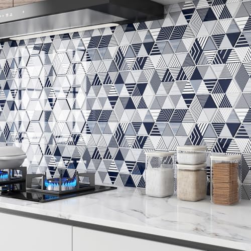 Decotalk Backsplash Tiles Geométrico Hexágono Peel and Stick Back...