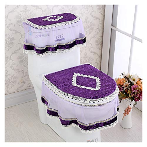 WAYYQX Toile Sitzbezug Pads 3 Stück/Set U-förmige Toilettensitzbezug Set Gold Samt Spitze WC Sitz Abdeckung WC U-Form… – Bild 6