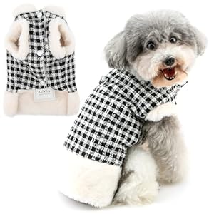 Zunea Plaid Dog Winter Coats for Small Dogs Warm Fleece Lined Jackets Puppy Clothes with Leash Ring Windproof Cold Weather Pet Apparel Soft Vest Sweater Jacket for Chihuahua Yorkie Black XS