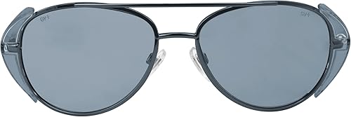 Miniatura 2 de Global Vision Gafas de sol de seguridad para motocicleta, aviador, color plateado con escudos laterales