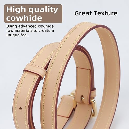 Image of Vachetta Leather Strap for Speedy Bag, Multi Length Handmade Adjustable Cowhide Crossbody Purse Strap for Handbag 【0.47 Inch Wide, Beige】