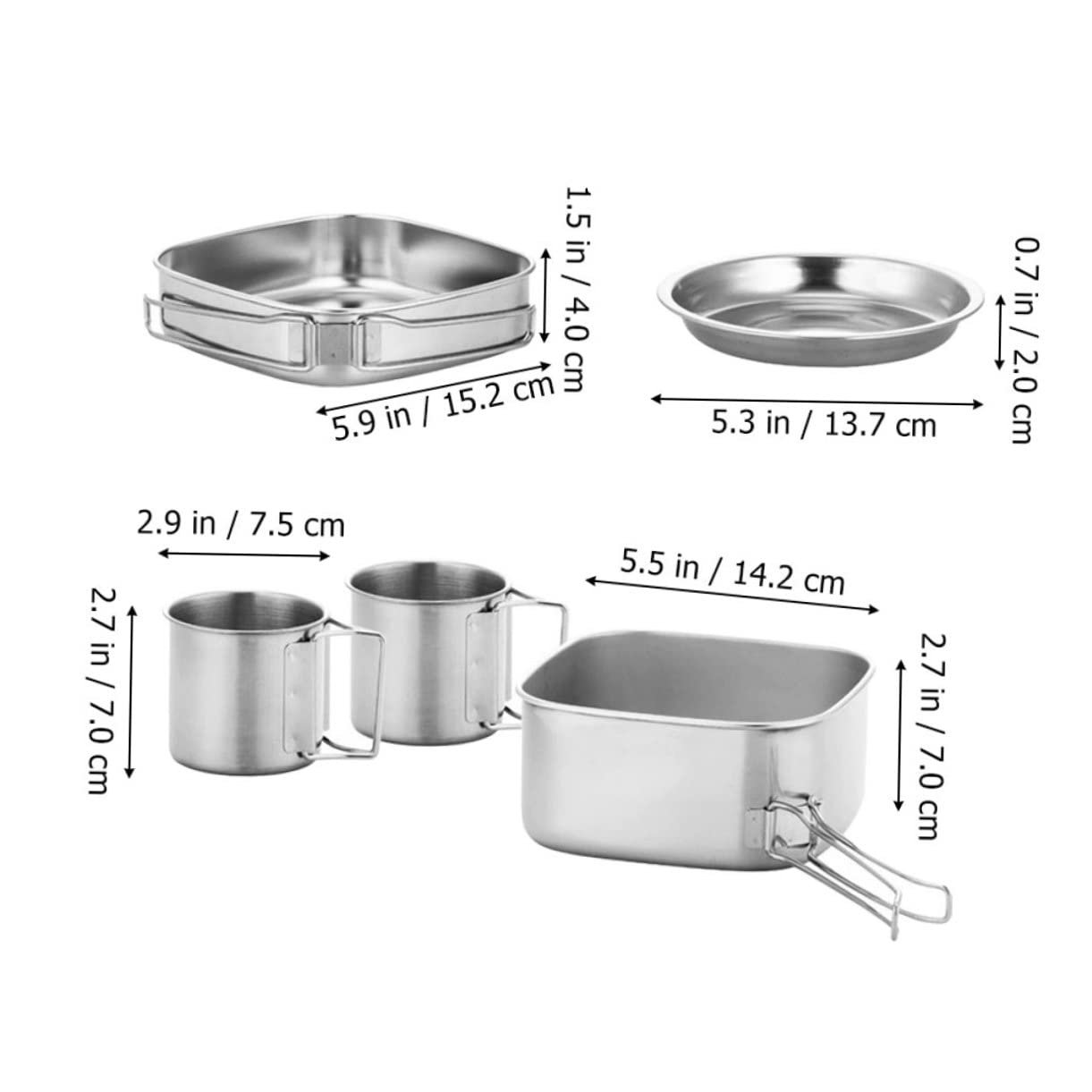 Mipcase Outdoor Camping Cookware Stainless Steel Pot Folding Long Handle Pan Set for Hiking Fishing More