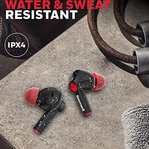 Image of Honeywell Moxie V1000 Truly Wireless Earbuds, Bluetooth V5.0, 2 hrs uninterrupted Music with 10 mins of Charge, Dynamic 10mm*2 Drivers, 200mAh Battery, IPX4 Water Resistance, Voice Assistant Enabled